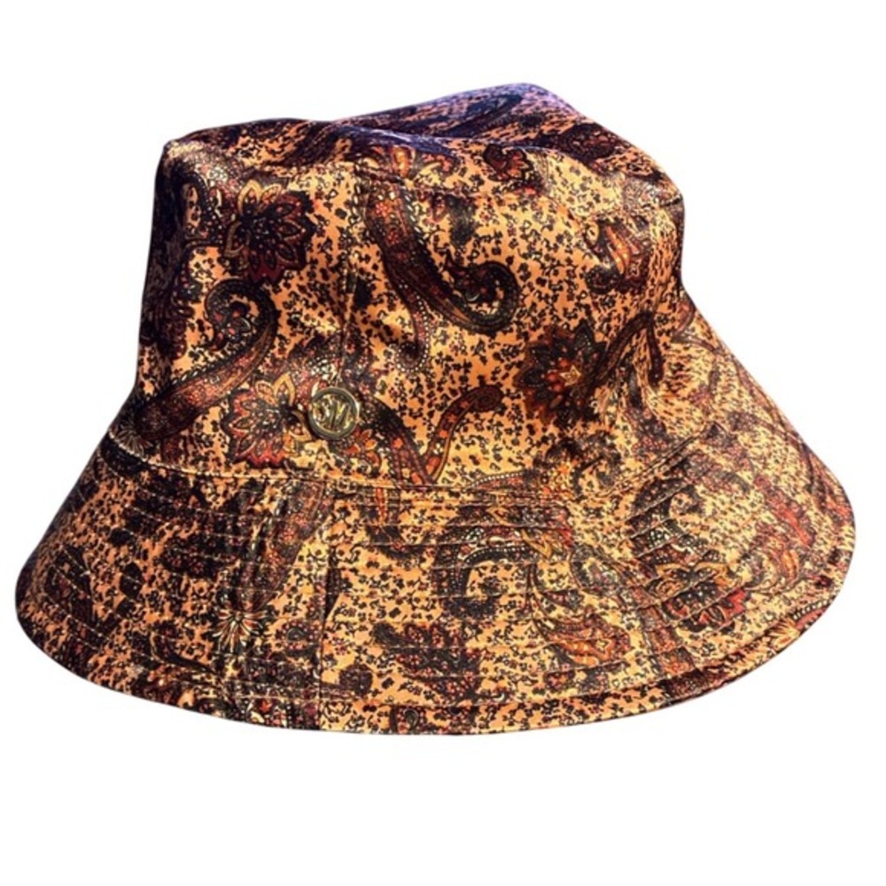 Steve‎ Madden Bucket Hat Reversible Paisley Bronze satin